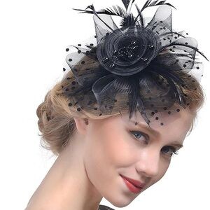 Black Feathered Fascinator Headpiece - Elegant Women’s Hair Accessory